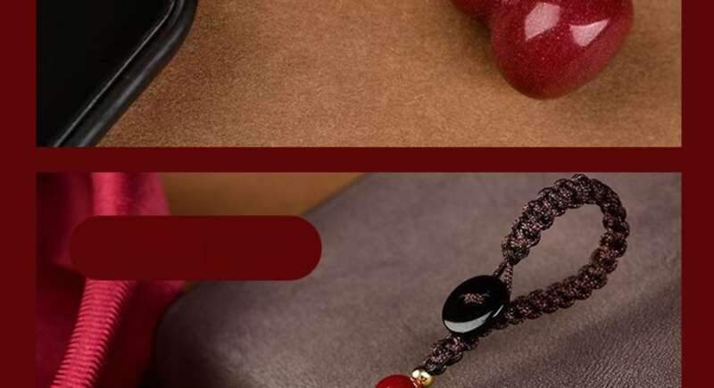 【 8342 People's Collection 】 Hollow Cinnabar Lucky Life Hollow Gourd Necklace Phone Key Pendant, Hollowed Out Red_voghion.com