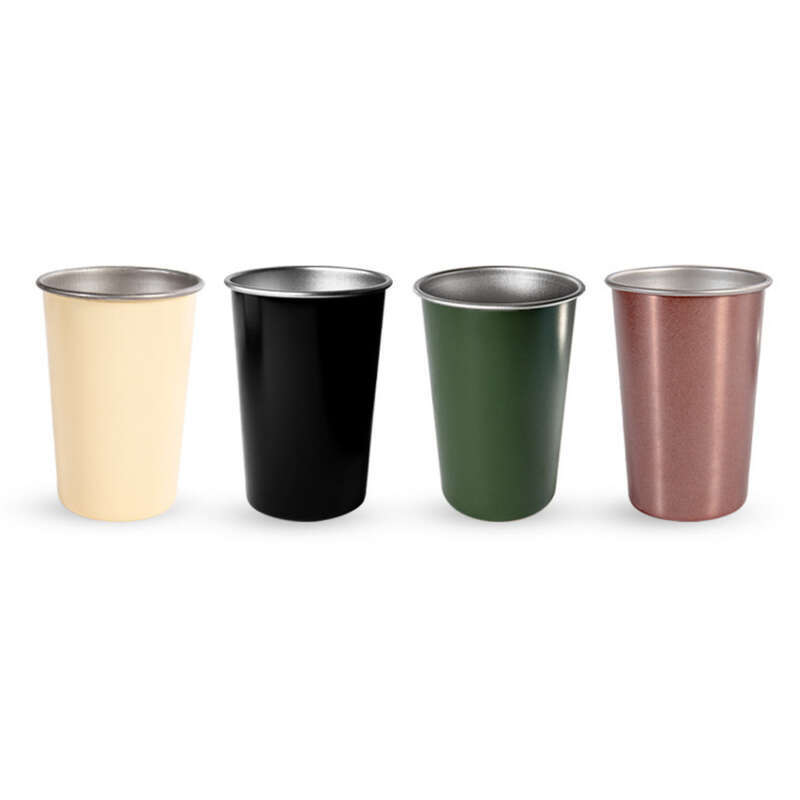 Outdoor Stainless Steel Small Coffee Camping Tea Water Cup Portable 350ML Wide Mouth Stackable_voghion.com