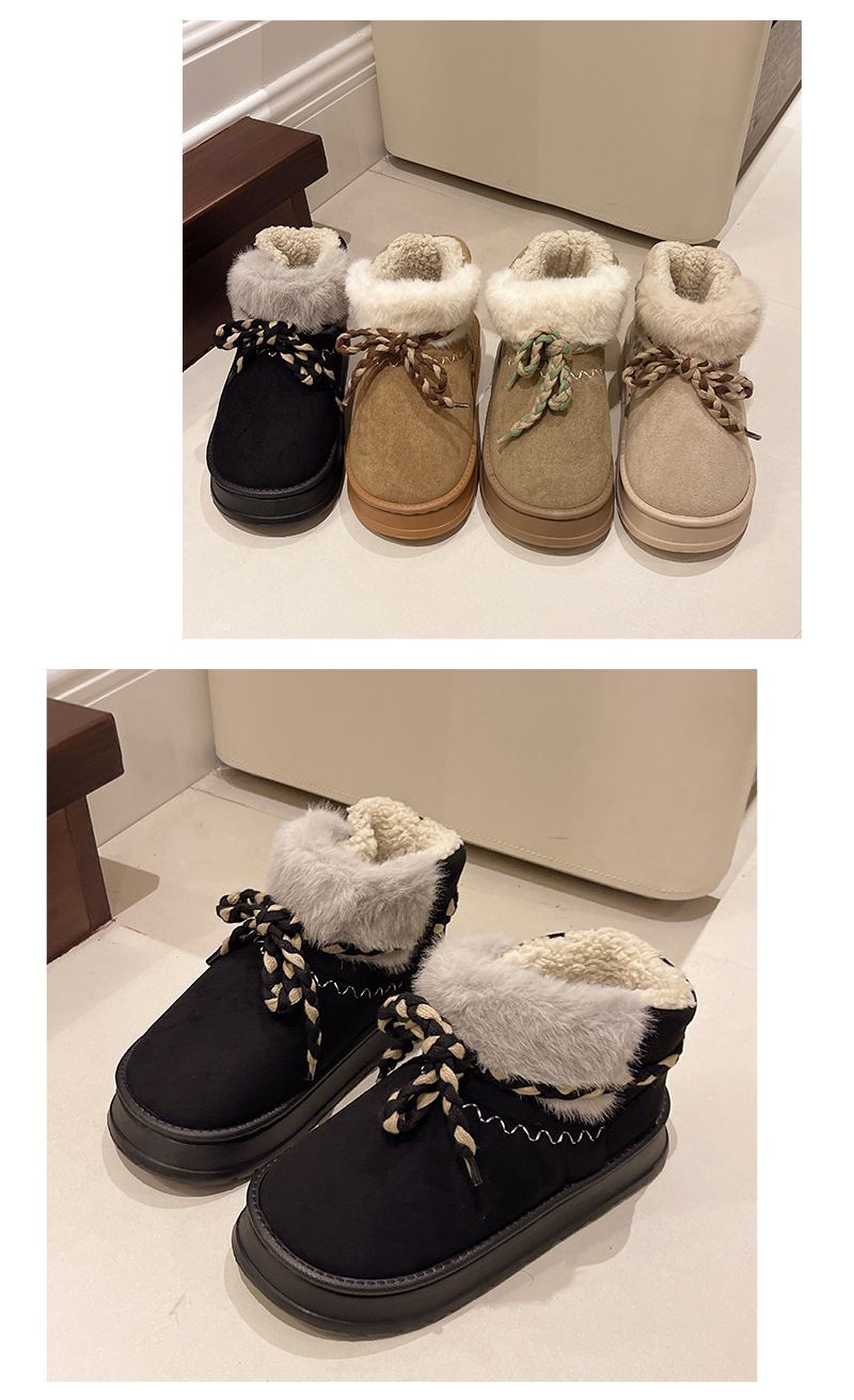 2024 Winter Women's Cute Warm Fashion Bag With Thick Cotton Shoes Bow New Snow Boots_vogvips.com