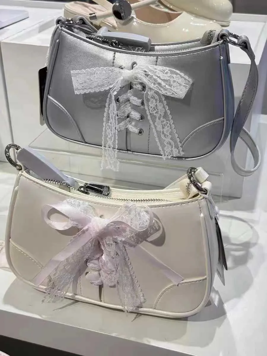Süße Handtaschen Neue Mode Koreanische Spitze Bogen Strap Schulter Frauen Handtasche Pendler Tasche Y241116_voghion.com
