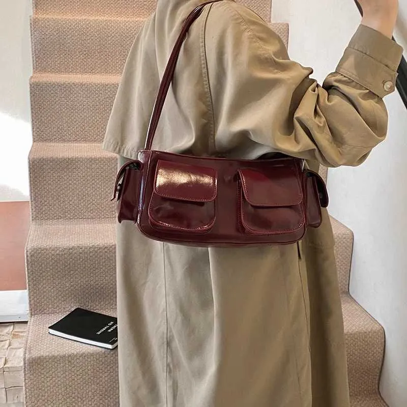 LEFTSIDE Petit sac à bandoulière en cuir PU à double poche pour sous-vêtements 2024 Y2K Nouveau sac à main et portefeuille pour femme Y241216_voghion.com