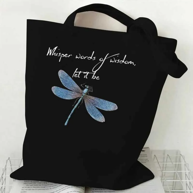 Dragoy Whisper Words of Let It Be Print Canvas Tote Wen Studenten-Einkaufstasche Y241109_voghion.com