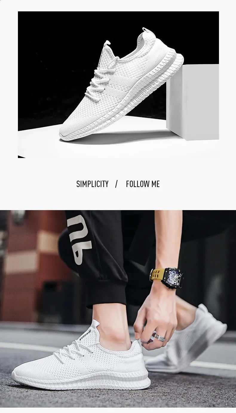 Baskets décontractées printemps-été tendance et confortables en maille pour hommes, chaussures Zapatos Hombre, grande taille 36-46 250122_voghion.com