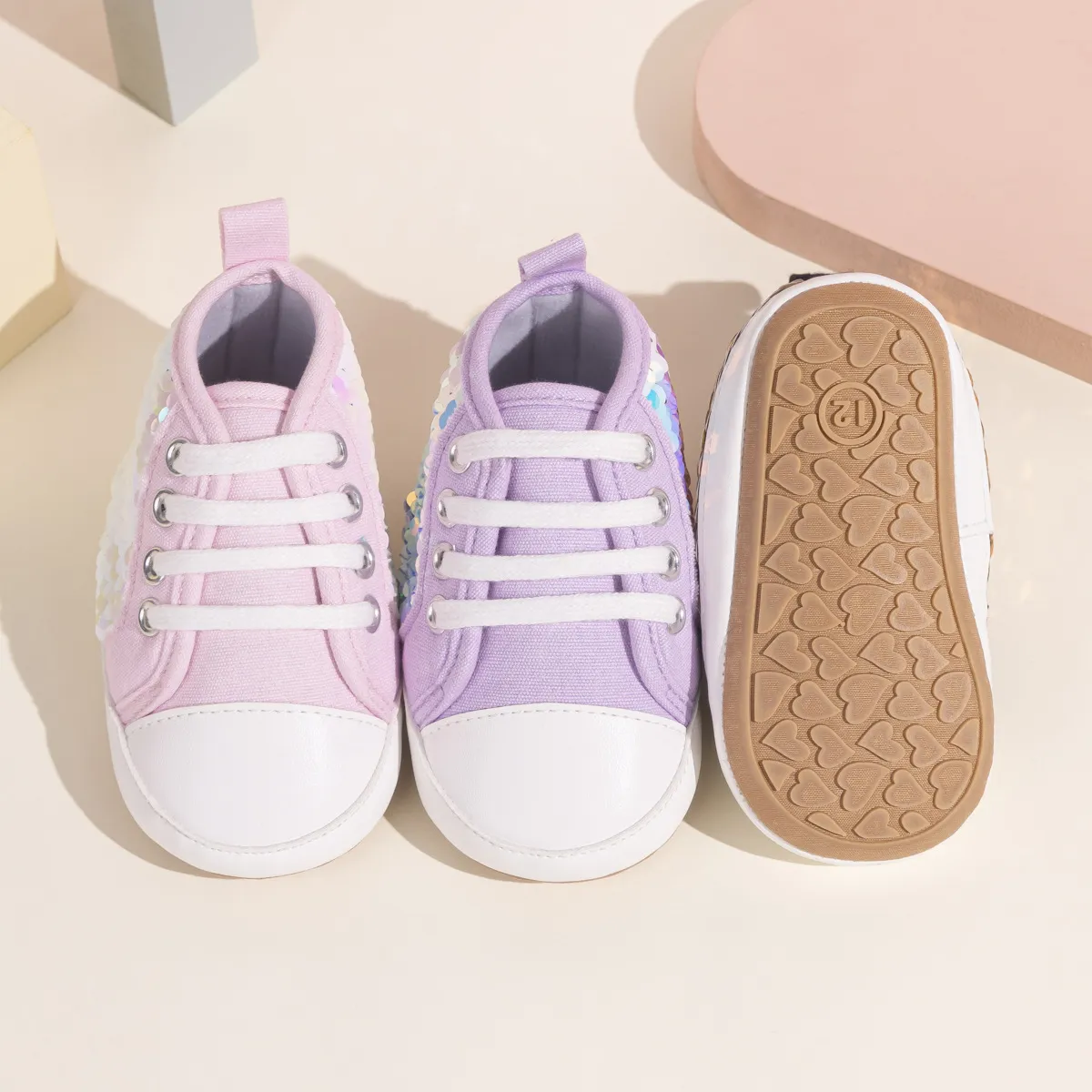 Sneakers per neonati con paillettes alte comode e casual_voghion.com