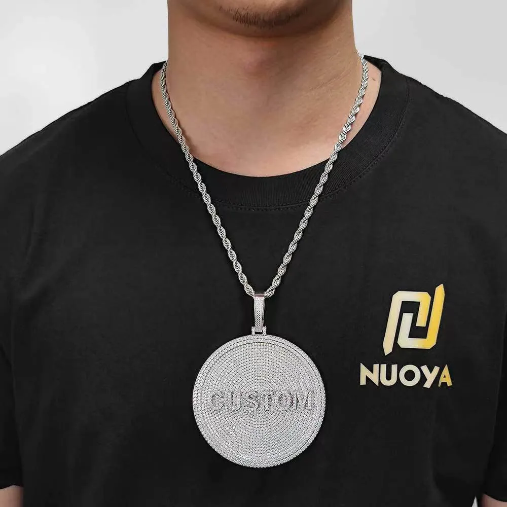 Hip-hop teniška verižica Sterling Sier VVS Moissanit diamantni grozd ledeno obarvani obesek po meri s črkami za moške in ženske_voghion.com