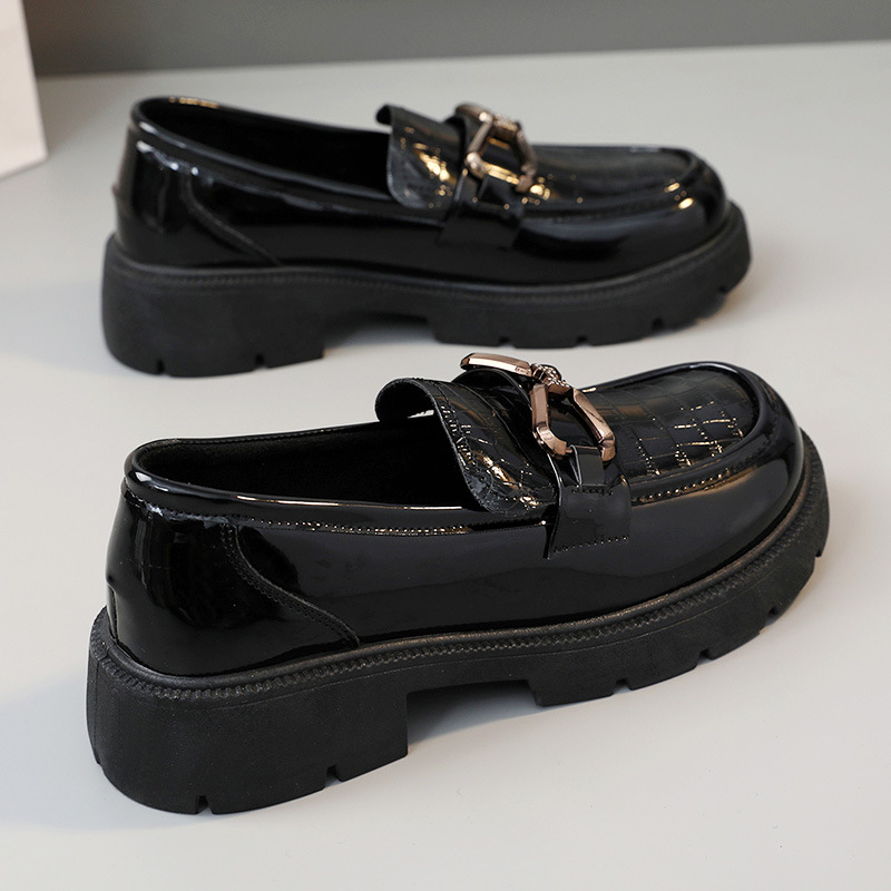 K1803 New Le Fu Women's Shoes Leather Surface 2023 Summer Solid Color Increased Thick Bottom Student Korean Edition_voghion.com