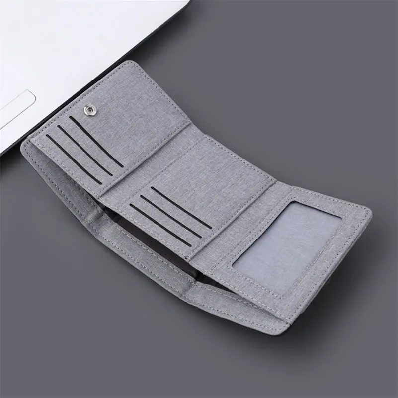 Canvas Men ID/Photo Holders Black/Blue/Gray Card Holder Wallet Case 8 Slots Hasp Male Purse_voghion.com