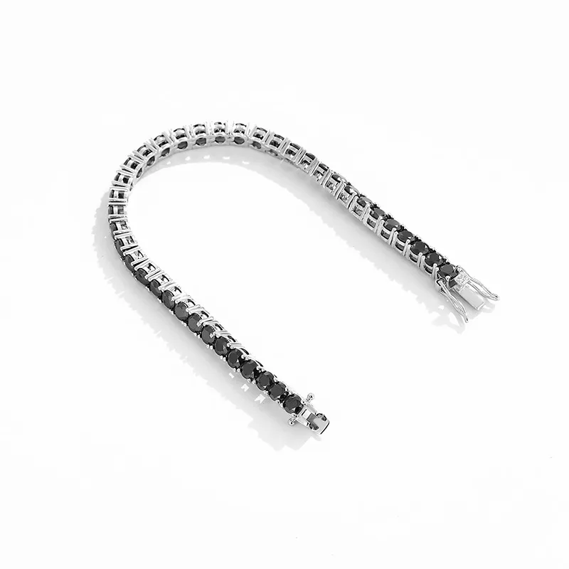Glory Pace Black Diamond Moissanite Tennis Bracelet Silver 925_voghion.com