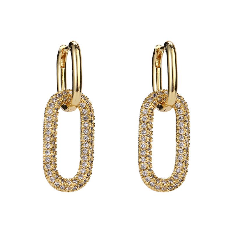 Women's Vintage-Inspired Copper Zircon - Minimalist Geometric Dangle Earrings_voghion.com