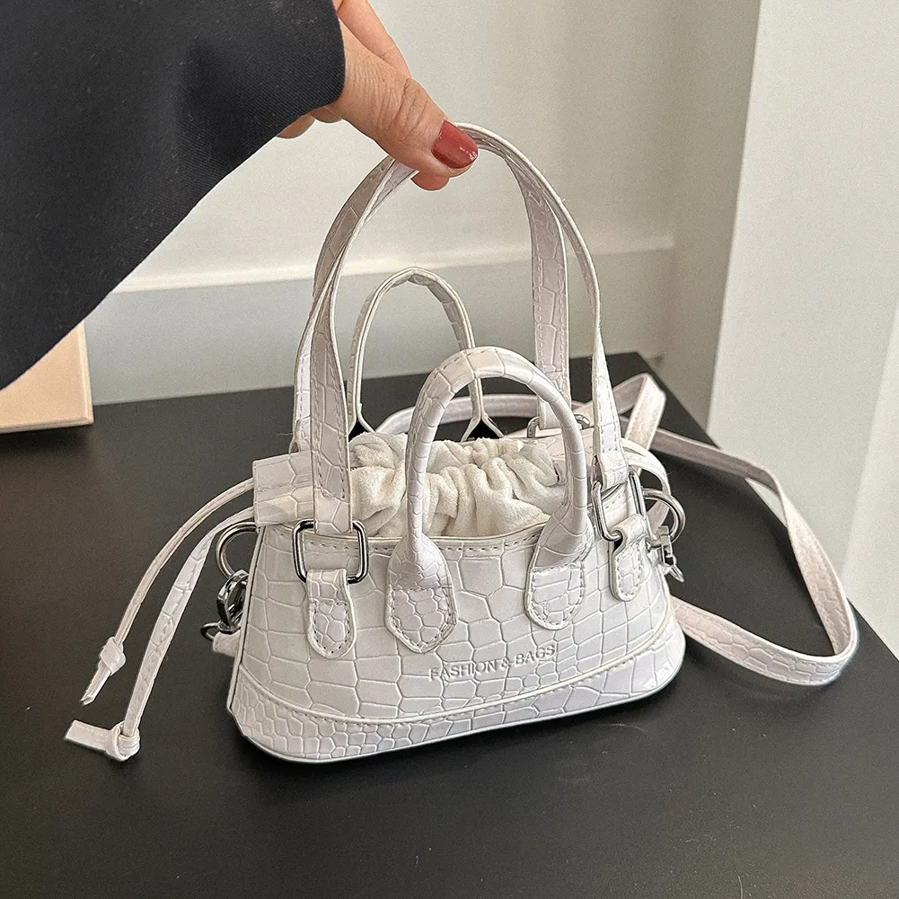 Women Messenger Solid Color Crocodile Pattern Crossbody Drawstring Fashion Capacity Girl High-quality Large Bag_voghion.com