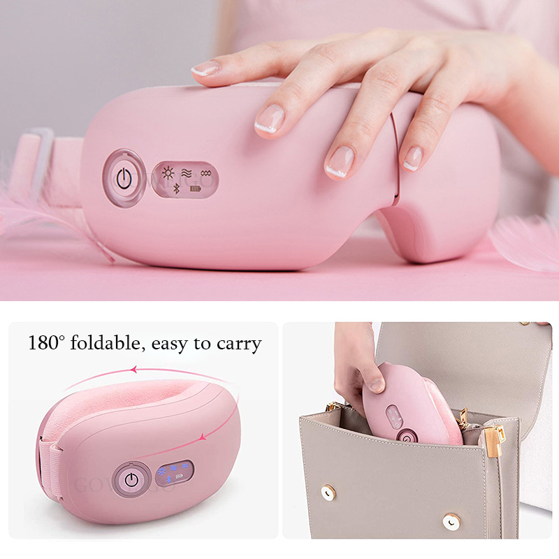 Ηλεκτρικό έξυπνο αερόσακο με δόνηση, μασάζ ματιών με θερμή συμπίεση, μασάζ ματιών με μουσική Bluetooth, ανακούφιση από την κόπωση, τους μαύρους κύκλους, προστατευτικό ματιών_voghion.com