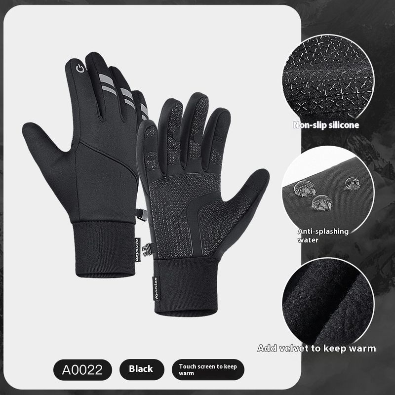Outdoor sports autumn winter anti slip warm men's women's plush touch screen skiing and cycg windproof gloves_voghion.com