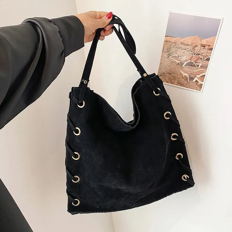 Ladies Handbags Brown Bags Tote Suede Leather Shoulder Women Top Handle Bag Female Sac A Main 240924_voghion.com