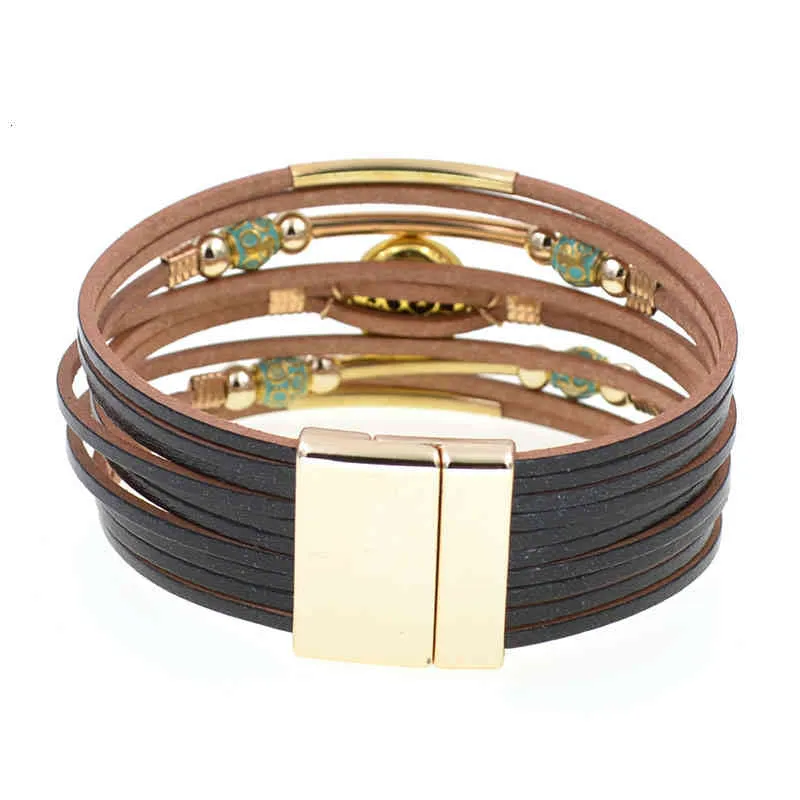 Wellmore Frauen Armbänder Böhmen Mode Wickelarmband Leder für Weiblichen Schmuck Großhandel_voghion.com