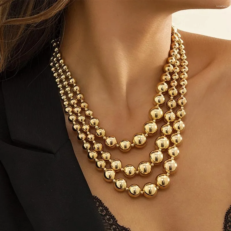 Cadenas exageradas de acrílico CCB, collar de cadena de cuentas de bola grande para mujer, gargantilla gótica multicapa de tendencia 2024_voghion.com