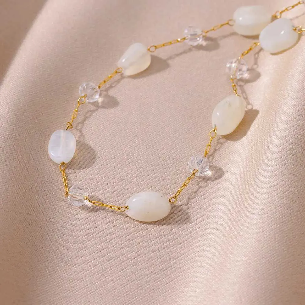 Charm Armbänder Weiß Opal Stein Fußkettchen Für Frauen Gold Farbe Edelstahl Fußkettchen Armband Neue Sommer Strand_voghion.com