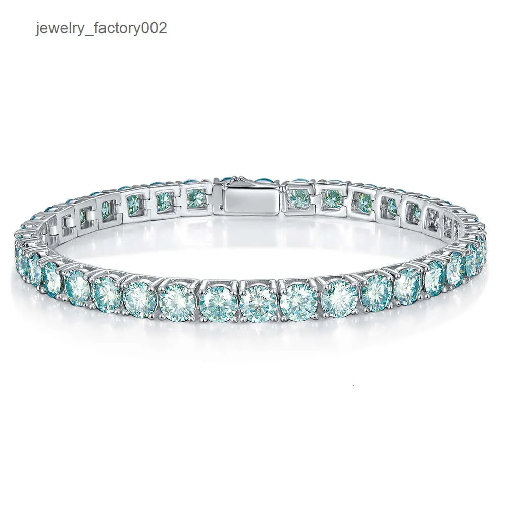 wholesale Blue Green Tennis Chain 4mm 5mm Sterling Sier Iced Out Moissanite Bracelet_voghion.com