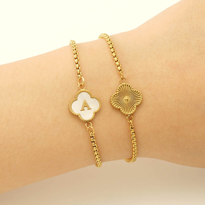 French Clover Design Bracelet Minimalist Chain Link Jewelry_voghion.com