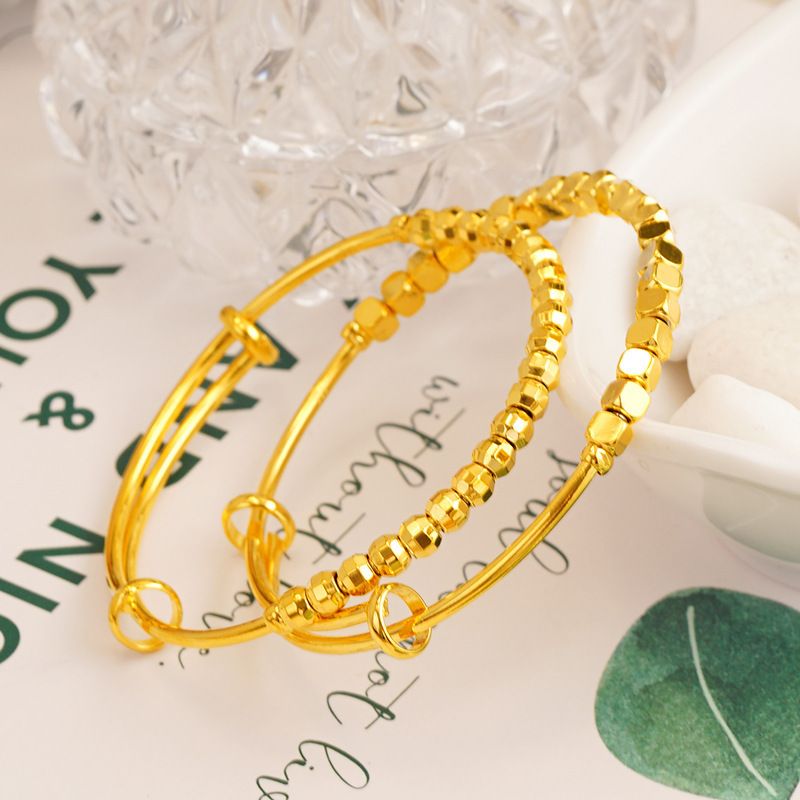 Vieam Sha Push-Pull Damen Laser Perlen gebrochen Sier Mehrere Zwei Transfer Perlen Wers Gold Armband für Frauen_voghion.com