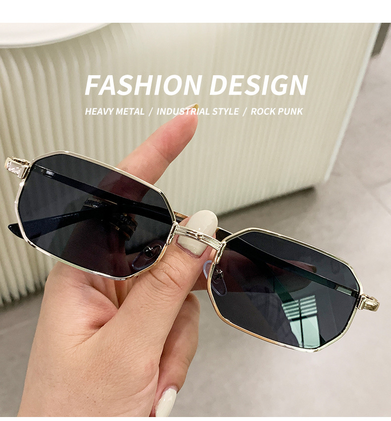 Moda Uomo stretto moda rettangolo donna metallo occhiali da sole di marca di lusso 2024 Classico Oculos Masculino lenti UV400_voghion.com