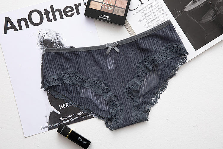 Vêtements pour femmes nouveaux sous-vêtements en dentelle transparente sous-vêtements pour filles sexy taille basse maille couleur unie bord en dentelle slips_voghion.com