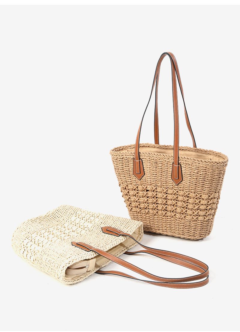 Koreanische version von einfache große kapazität gemüse korb handtasche ins meer tote stroh woven strand tasche_voghion.com