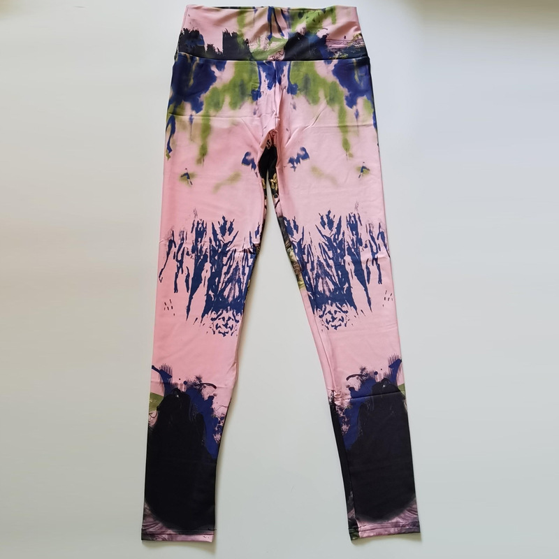Collants de sport à haute élasticité pour femmes, leggings de yoga à motif d'encre abstrait, d'entraînement, taille haute_voghion.com