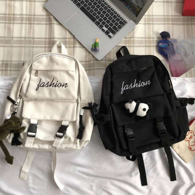 Koreanische Ins Arbeitskleidung Mädchen Student Canvas Rucksäcke_voghion.com