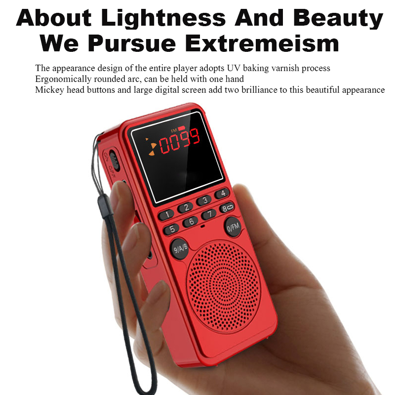 Mini radio FM portatile Bluetooth 5.0 altoparlante registratore lettore musicale stereo supporto vivavoce scheda TF AUX ricerca automatica dei canali_voghion.com