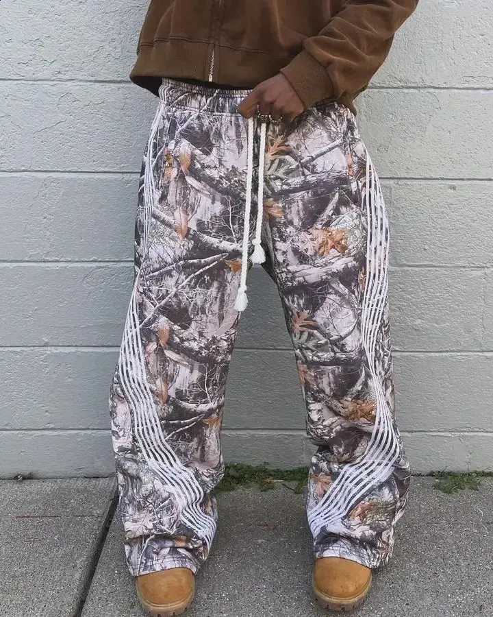 Y2k Embroidered Gray Casual Pants Camo Tactical Functional Mens Womens Premium Jogging Drawstring Sweatpants 240910_voghion.com