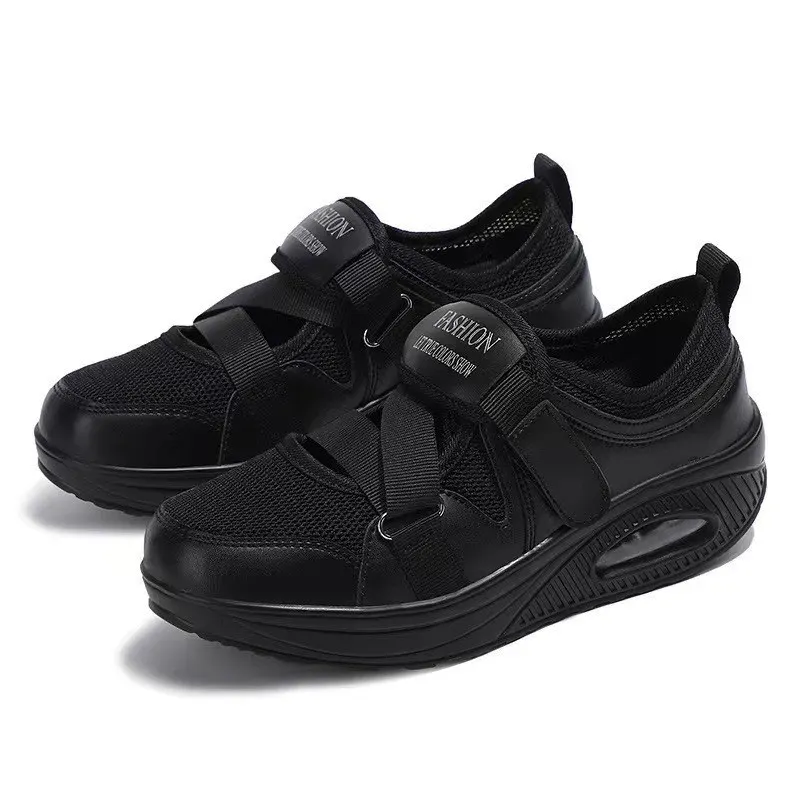 Mesh Sandalen Sommer Air Kissen Frauen Bequeme Damen Casual Plattform Turnschuhe Hohl Vulkanisierte Schuhe 2024_voghion.com