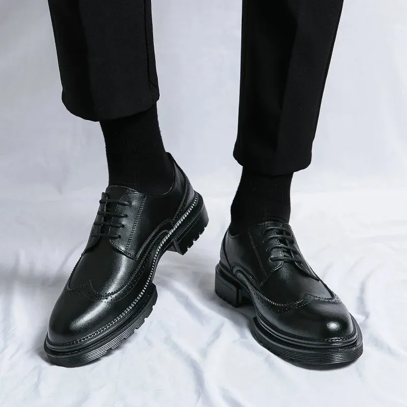 Formele zakelijke leren heren sociale bruiloft mode Oxford brogue snijwerk puntige kantoor schoenen 240621_voghion.com