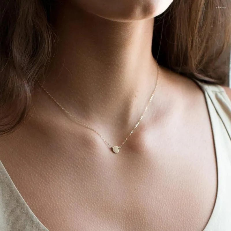 Colliers pendentifs Visunion Collier coréen Rond Plaquette Rectangle Argent Couleur Or Pour Filles Tempérament Chaîne à Maillons_voghion.com