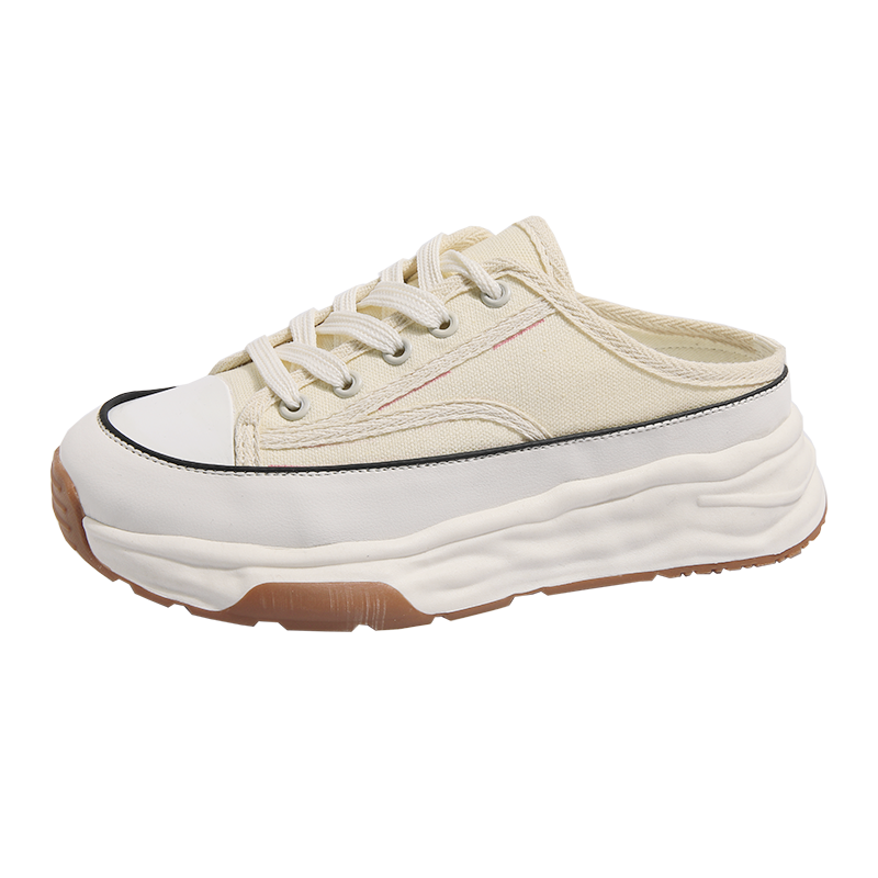 Pantofole casual in tela con lacci e stile Baotou, metà nuovo, primavera-autunno, moda donna 2023_voghion.com