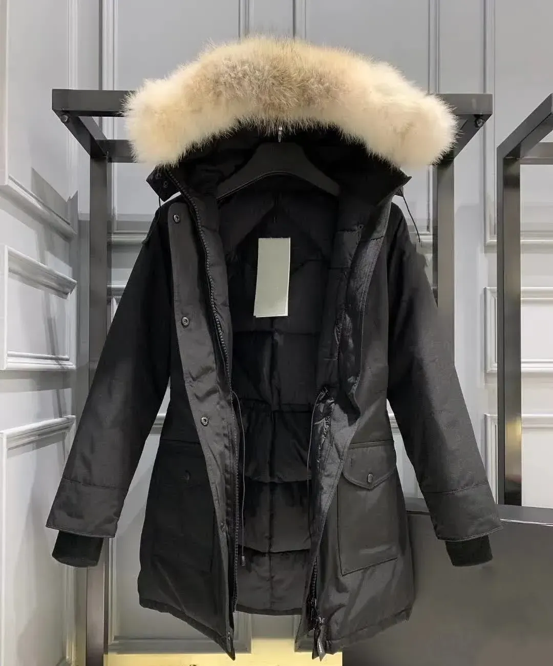 Women's Parkas Designer Women Down Jacket Canadian Fashion Brand Long Coat Pocket Fur Collar Thermal Top Female Autumn