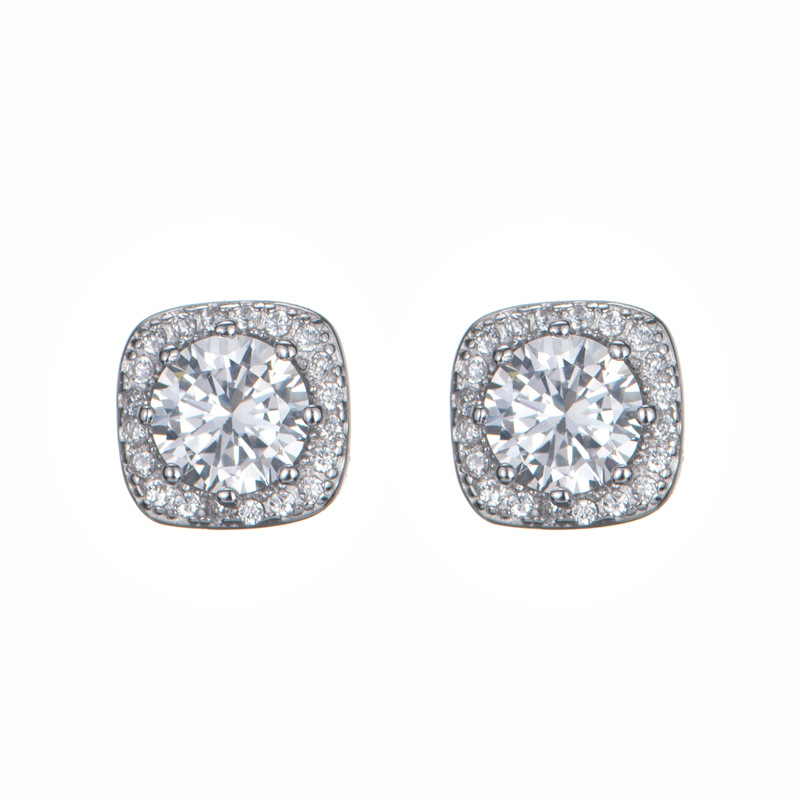 Wanying Jewelry Square Earrings S Pure Silver Korean Edition Micro Inlaid Full Diamond Creative Personalized Fashion_voghion.com