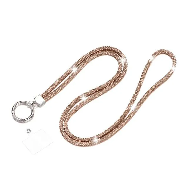 Portachiavi con brillantini, cristallo scintillante, corda anti-smarrimento, cordino per appendere, cordino per telefono con strass_voghion.com