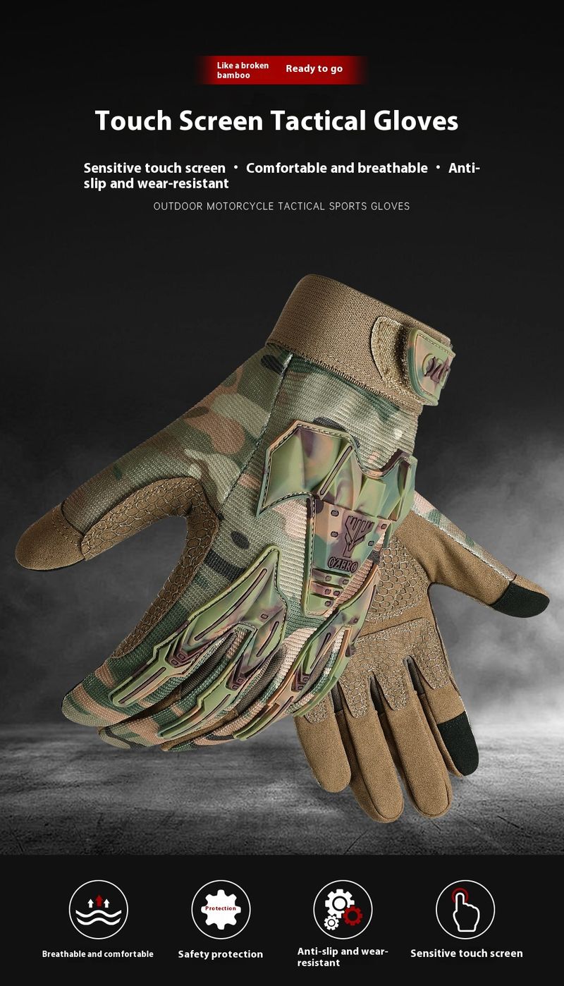 Tactical gloves, all finger camouflage touch screen, thickened puncture silicone, anti-collision anti slip outdoor_voghion.com