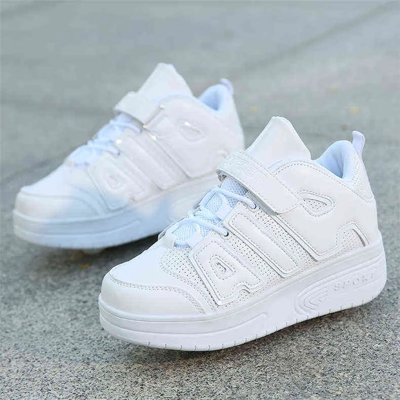 Chaussures de sport à roulettes avec deux roues pour enfants garçons filles mode tennis enfants garçon fille patinage roue sneaker_voghion.com