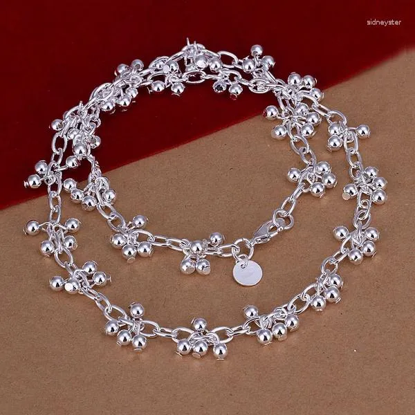 Collana con catena a perline placcata argento stile retrò donna_voghion.com