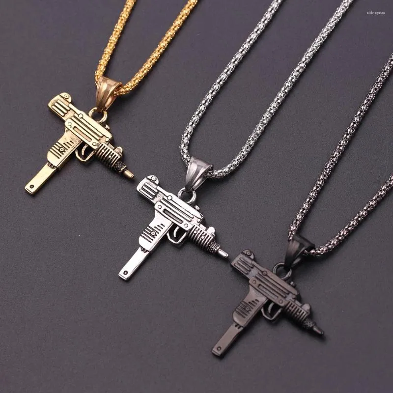 Collane con ciondolo Personalità Uzi Pistola a forma di collana per donne uomini Bar Accessorio per feste Gotico Uomo Punk Hip Hop Catena_voghion.com