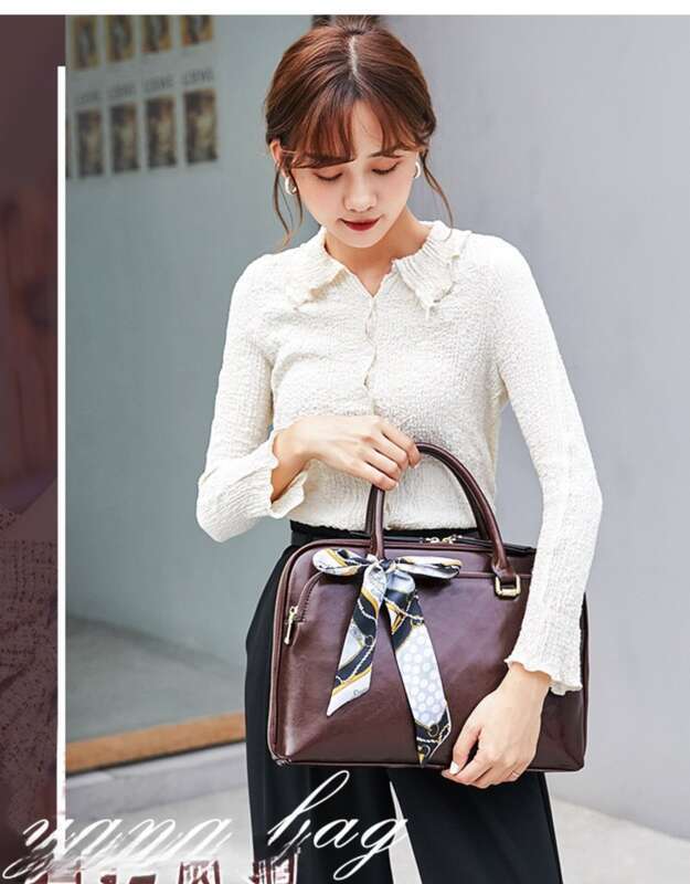 New Top Layer Cowhide Women's Handbag Suitable For 13 And 14 Inch Laptop Bags, Single Shoulder Slanted Briefcase_voghion.com