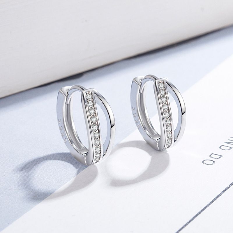 Zircone a doppio strato per donna, semplice e versatile, non c'è bisogno di toglierli quando si dorme, orecchini alla moda, diametro_voghion.com