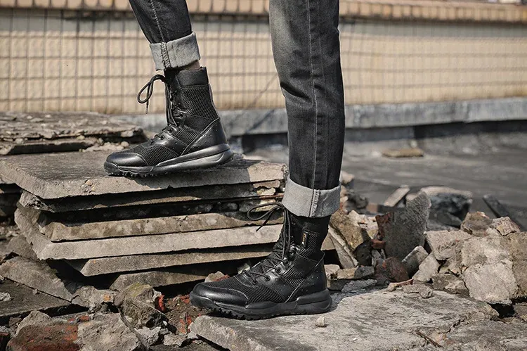 Summer Breathable Desert Hiking Mens High Top Outdoor Climbing Mountaineering Shoes Lightweight Boots 240628_voghion.com