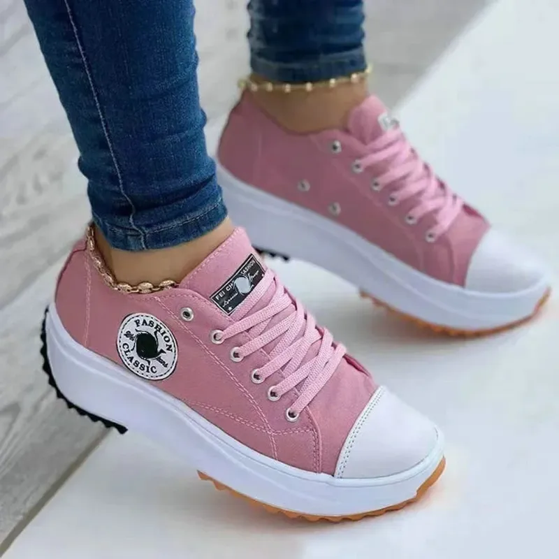 Spring New Low-cut Single Shoes For Women, Thick-soled Canvas Shoes, Available Now, Platform Soles, Large Sizes For Women, Sizes 35-43_voghion.com