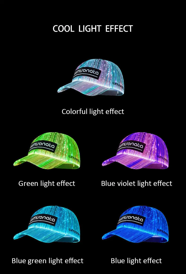 Ensembles d'écharpes Casquettes de baseball lumineuses à LED Casquette de baseball Chapeau lumineux Unisexe DJ Light Up Carnaval Fibre optique Hip Hop Chapeaux Femmes_voghion.com