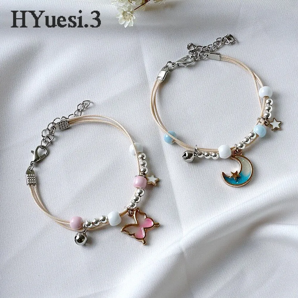 Bracelet de cheville en métal avec perles et papillon pour l'été, bracelet de cheville en corde tissée réglable et colorée pour femmes, filles et enfants_voghion.com