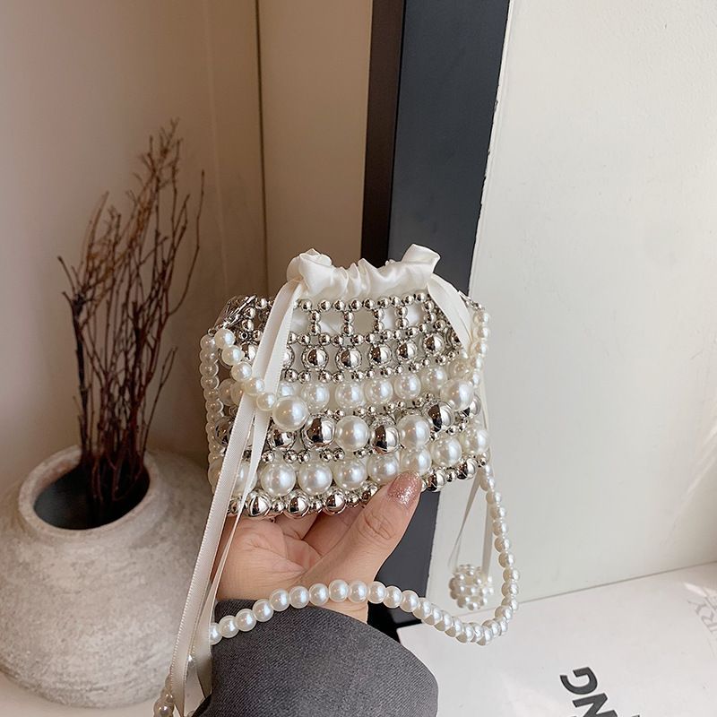 Handgehte gewebte Perle mit Perlen, Nischendesign, Kinder-Umhängetasche, elegantes und romantisches Accessoire_voghion.com