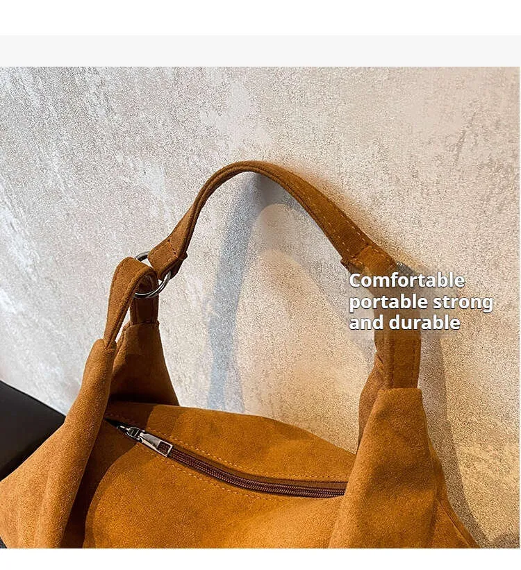 Large Capacity Veet Drawstring Messenger Shopping Underarm Commuter Tote Women's Bag Autumn And Winter All-match_voghion.com