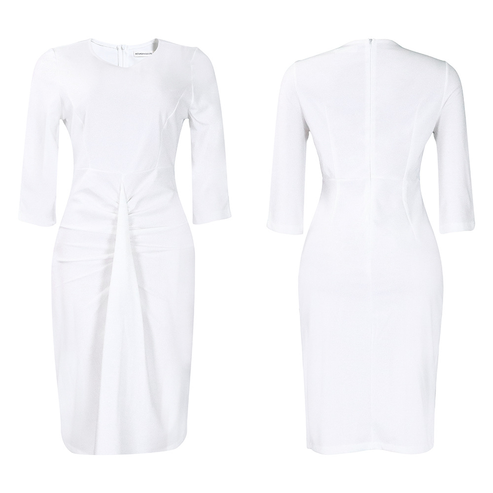 Abito da donna con maniche a cinque quarti, temperamento alla moda, borsa slim fit, natica, abito taglie forti_voghion.com